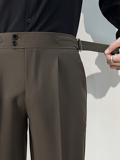 Pantalones de Traje Sólidos para Hombre con Bolsillos